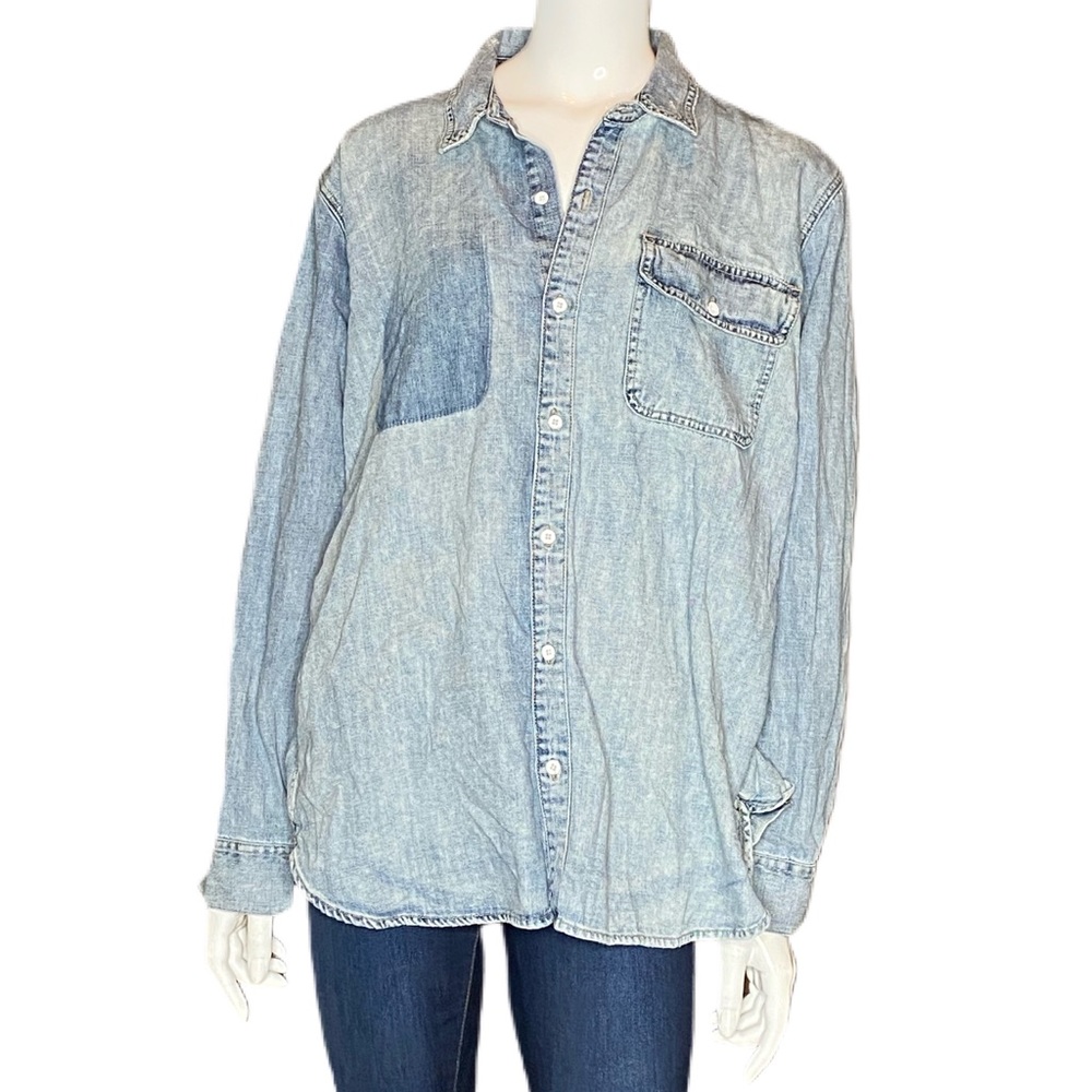 Lucky Brand Distressed Denim Boyfriend Shirt